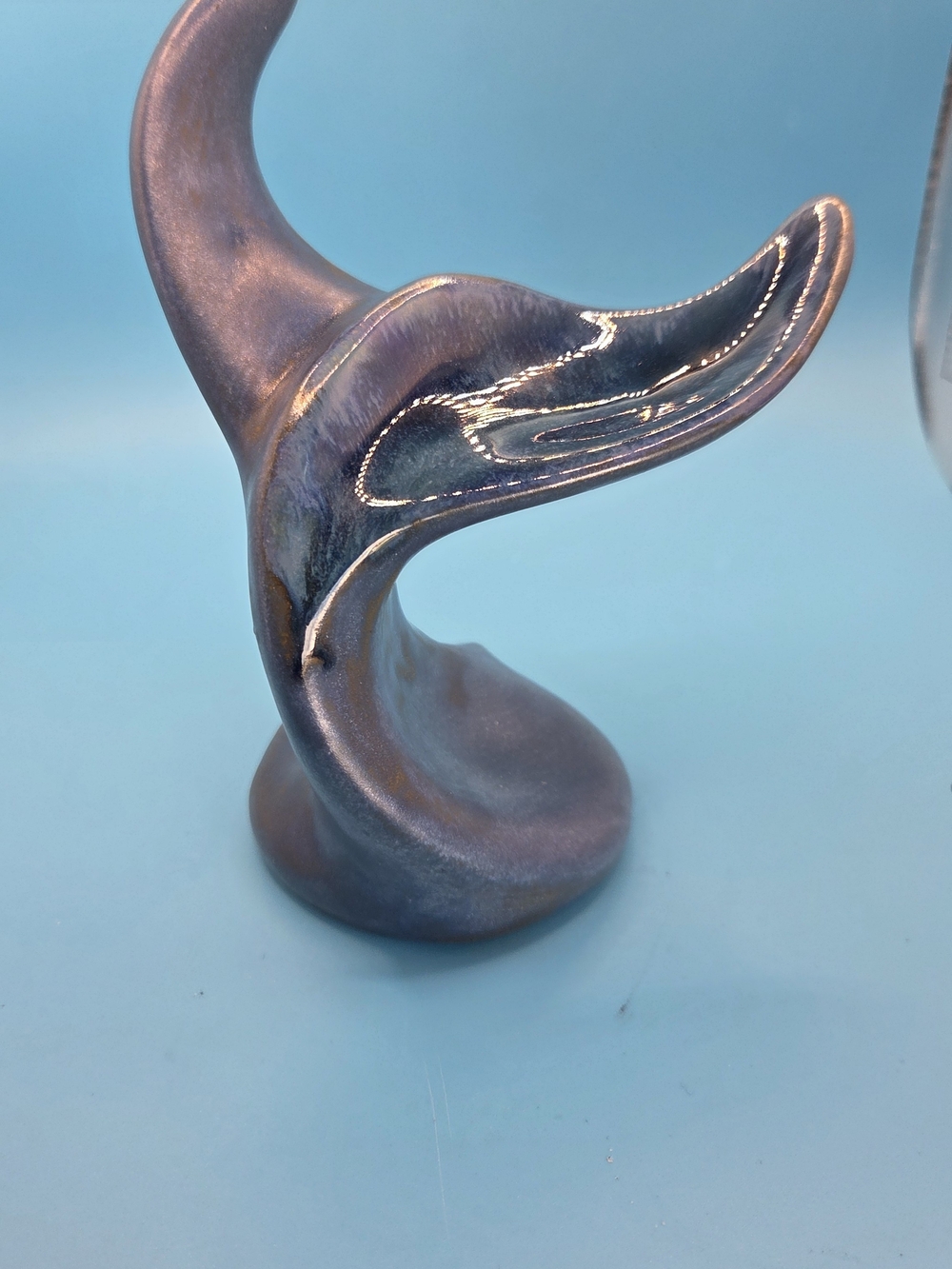Doug Wylie Studio Art Pottery Whale Tail Fluke Sculpture Figurine Dated2011 Blue